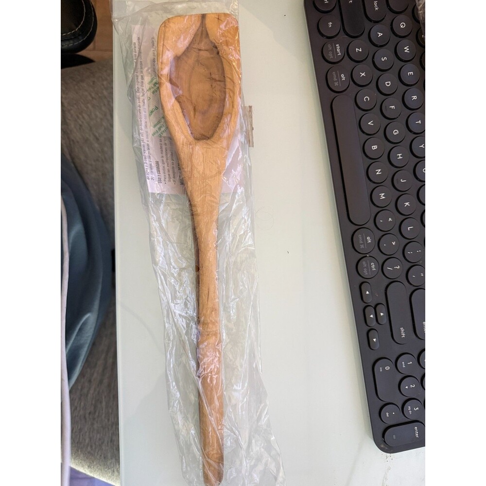 Pampered Chef NEW Teak Wooden Corner Spoon #2003 Rare New in Bag